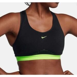 Nike Women’s XS Motion Adapt High Support Sports Bra, Black / Glow Volt